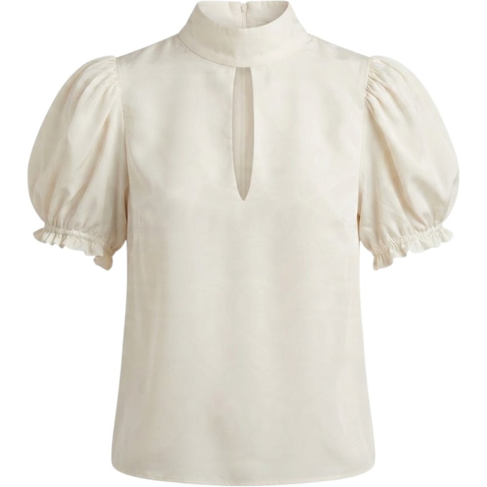 FRAME Off White Silk Puff Sleeve Keyhole Blouse LWSH1708 Small